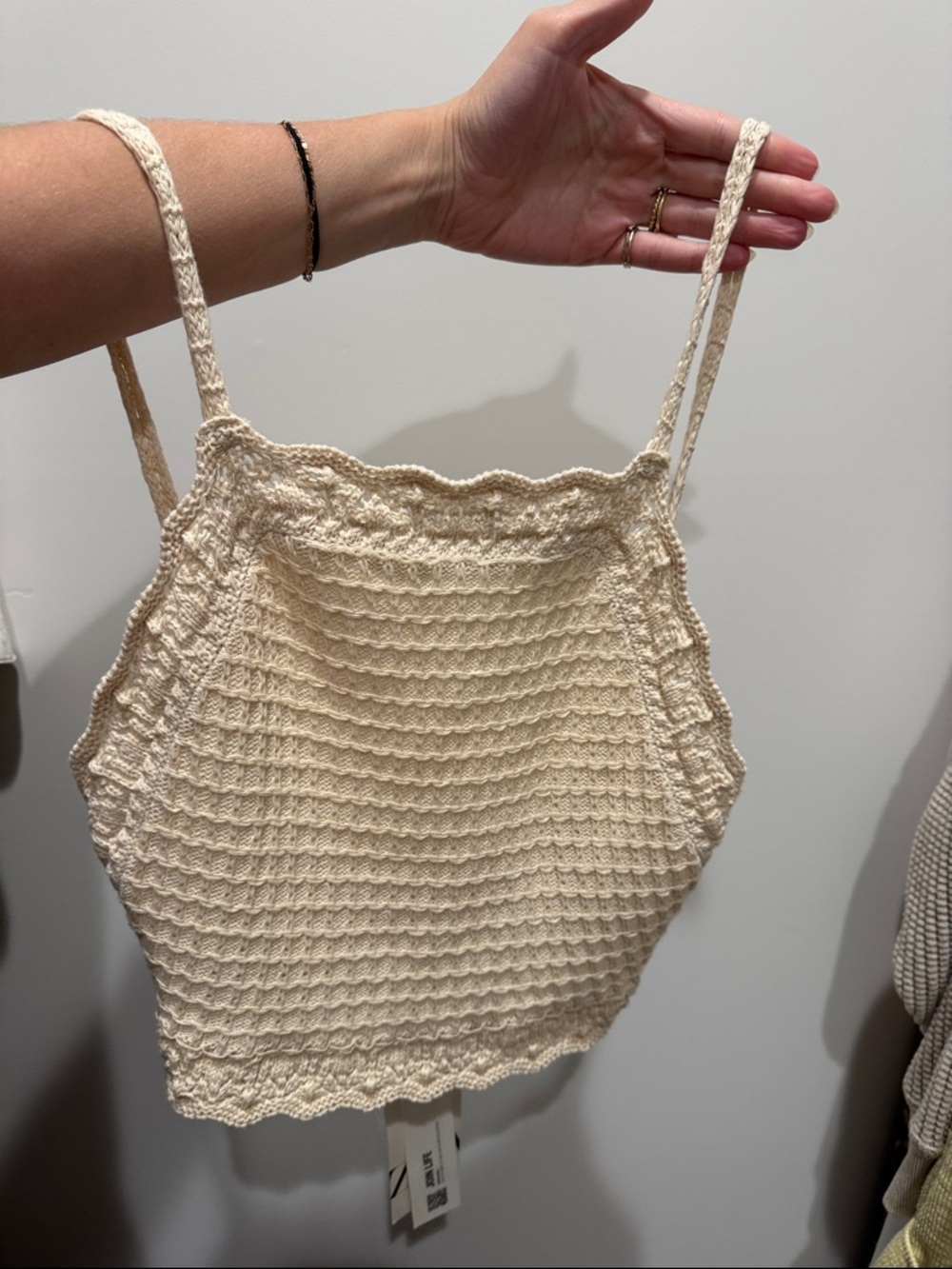 Zara Cream Crochet Knit Tank